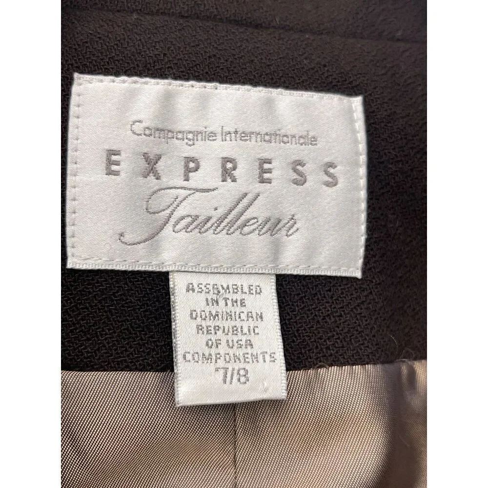 Express Tailleur Women Brown Wool Blend Double Breasted Jacket Size 7/8